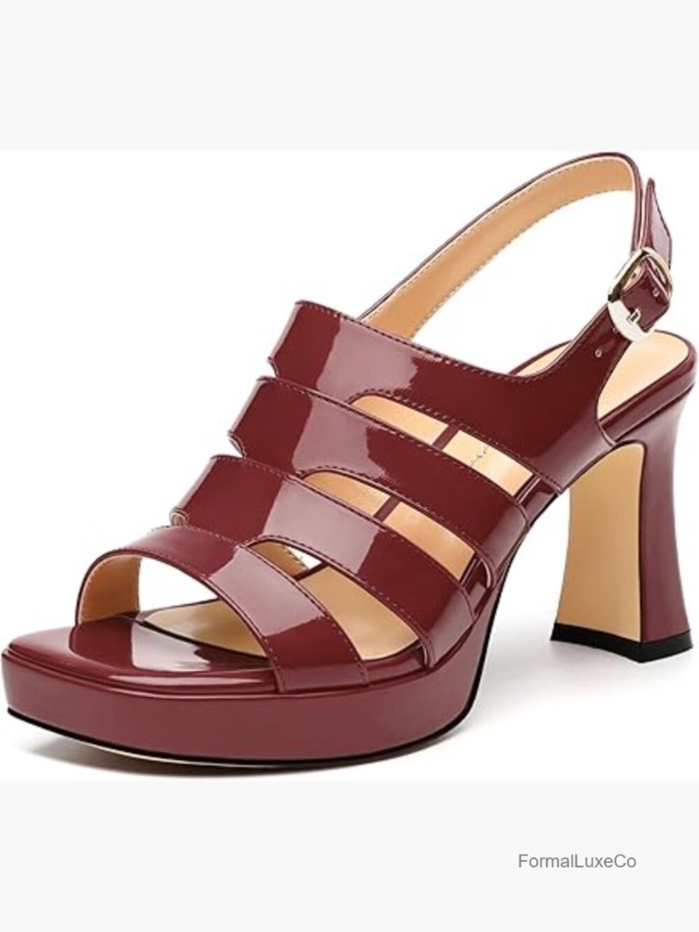 Women's Square Open Toe Ankle Strap Heeled Sandals Chunky Block Heel Platform